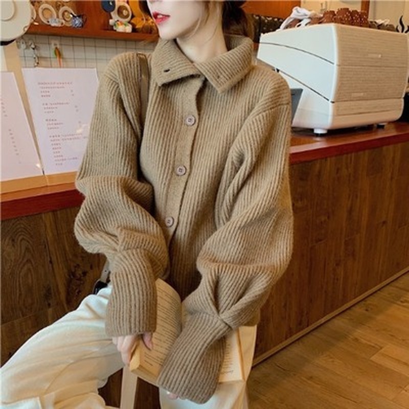 Autumn Vintage Turtleneck Sweater Winter Warm Knitted Cardigan Women Loose Thicken Long Sleeve Womens s 11643 210508