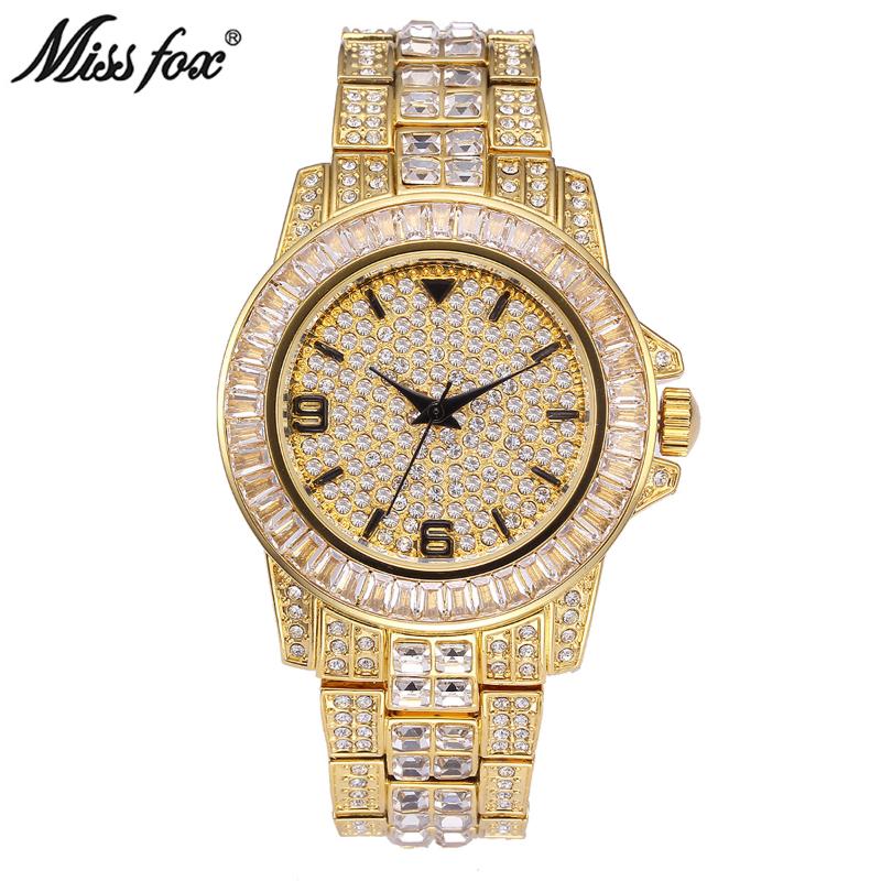 Wristwatches MISSFOX Men's Watches Men 2021 Baguette Diamond Watch Man 18K Gold Waterproof Quartz Wristwatch
Wristwatches MISSFOX Men's Watches Men 2021 Baguette Diamond Watch Man 18K Gold Waterproof Quartz Wristwatch