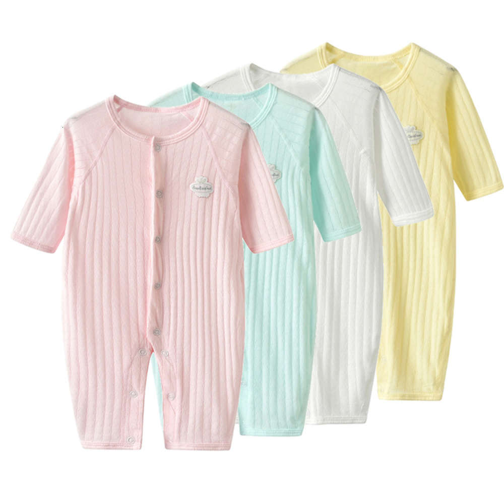 Spring and summer baby thin one piece all cotton soft breathable base coat mosquito proof clothes home pajamas, White
Spring and summer baby thin one piece all cotton soft breathable base coat mosquito proof clothes home pajamas, White