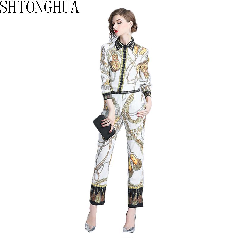 High Quality 2021 Fashion Runway Suit Set Women's Long Sleeve Turn Down Collar Baroque Printing Blouse Shirt+ Pencil Pant Tracksuits, Gray
High Quality 2021 Fashion Runway Suit Set Women's Long Sleeve Turn Down Collar Baroque Printing Blouse Shirt+ Pencil Pant Tracksuits, Gray