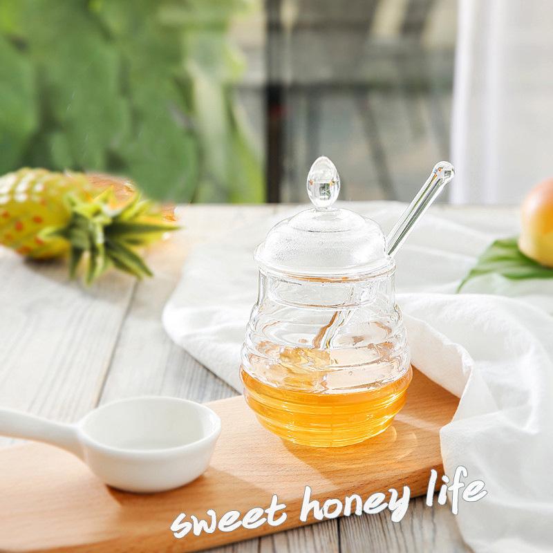 Honey Pot With Stirring Rod 265ml/245ml Jar Kitchen Storage Drop Bottles & Jars