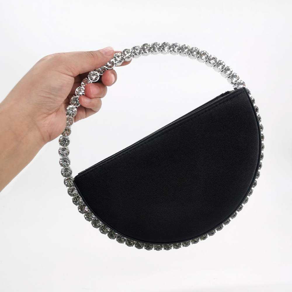 Diamond Circular Evening Bag for Women Bling Rhinestone Handbags Fashion Ladies Party Round Clutch Bags and Wedding Purse