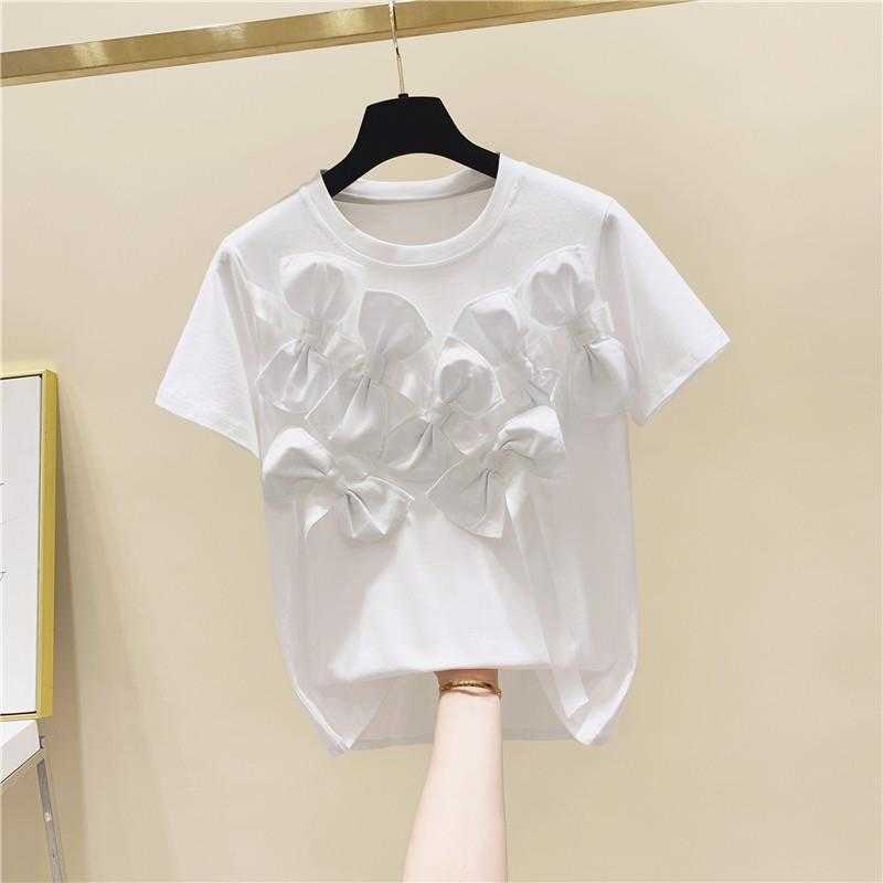Three Dimensional Bow Patchwork O Neck Short Sleeve Cotton Solid T-shirt Summer Loose Casual Tops 210615, Pink
Three Dimensional Bow Patchwork O Neck Short Sleeve Cotton Solid T-shirt Summer Loose Casual Tops 210615, Pink