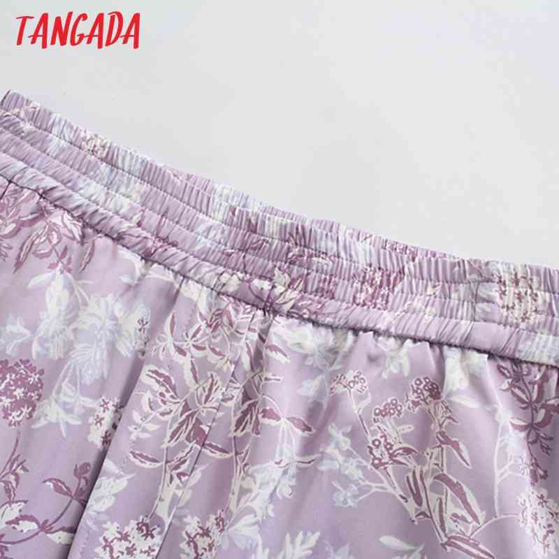 Fashion Women Floral Print Trousers Vintage Style Strethy Waist Lady Pants Pantalon JE40 210416