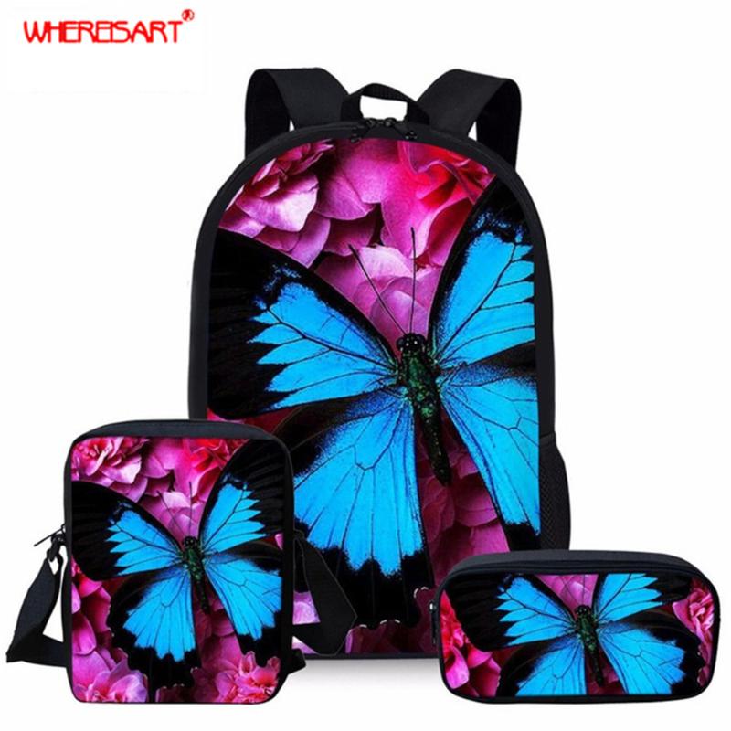 School Bags WHEREISART 3D Pretty Butterfly Colorful Printed Bag For Teenager Girls Kids Student Backpack With Pencil Case
School Bags WHEREISART 3D Pretty Butterfly Colorful Printed Bag For Teenager Girls Kids Student Backpack With Pencil Case