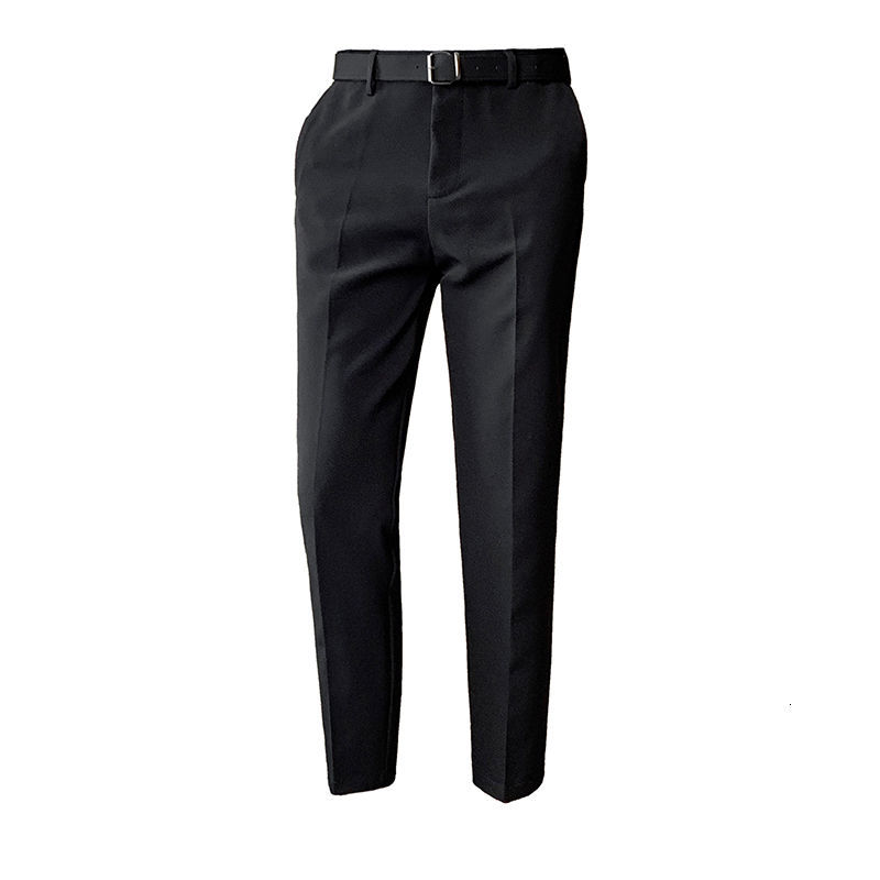 IEFB Men's British Business Causal Slim Fit Grey Trousers Korean Fashion Ankle Length Straight Suit Pants With Belt 6676 210524