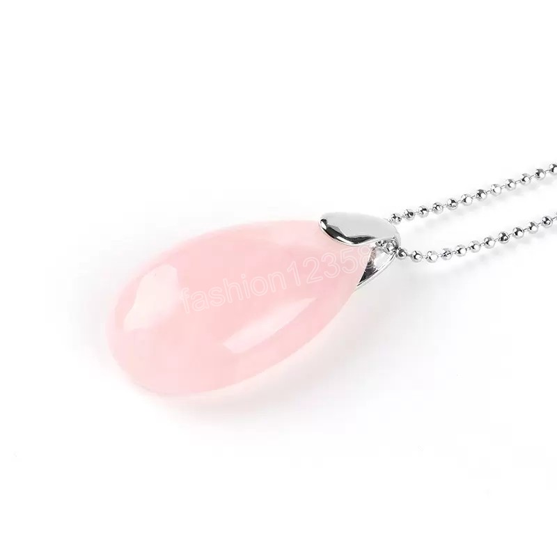 Natural Gem Stone Water Drop Necklaces Pendants Tiger Eye Lapis Lazuli Clear Crystal Opal Reiki Healing Jewellery Gift