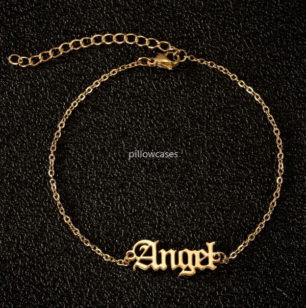 Angel Anklet Chain Gold Letter Charm Stainless Steel Foot Bracelets Anklets for Women Summer Fashion Jewelry Will and Sandy, Red;blue
Angel Anklet Chain Gold Letter Charm Stainless Steel Foot Bracelets Anklets for Women Summer Fashion Jewelry Will and Sandy, Red;blue