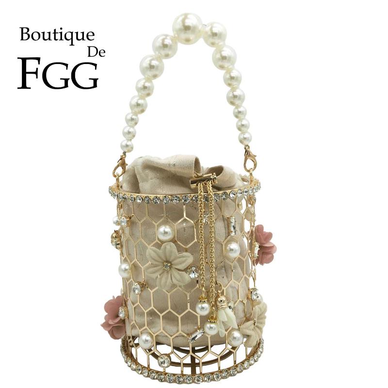 Boutique De FGG Pearl Wristlets Women Flower & Crystals Metal Bucket Purse Shoulder Handbags Cross Body Bag Bags, Beige
Boutique De FGG Pearl Wristlets Women Flower & Crystals Metal Bucket Purse Shoulder Handbags Cross Body Bag Bags, Beige