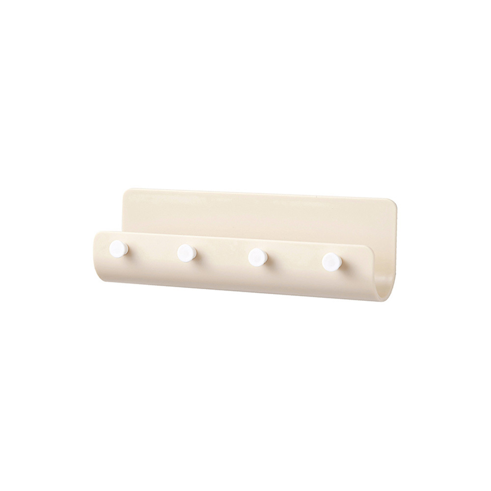U-Shaped 4-Hooks Kitchen Bathroom Storage Rack Shelf Hook Hanger Wall Mounted Shower Holder Organizer No Drilling