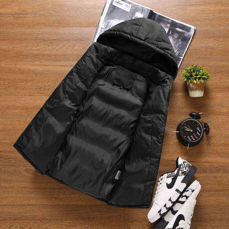 Men Jacket Vest Sleeveless Down Thick Hooded Coats Homme Male Work Waistcoat Gilet Warm s Winter vest 211126