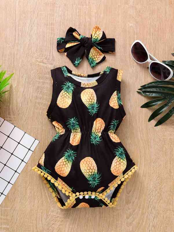 Baby Pineapple Print Bodysuit & Headband SHE