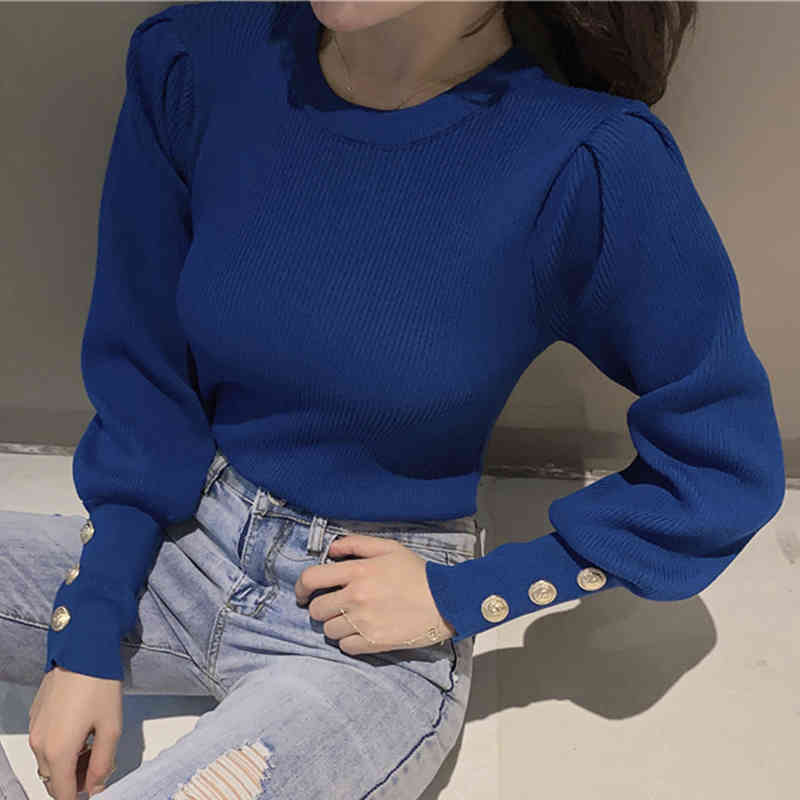 Lucyever O-neck Lantern Sleeve Women Pullovers Korean Style Blue Knitted Sweaters Woman Elegant Jumper Tops for Ladies 210521, Black
Lucyever O-neck Lantern Sleeve Women Pullovers Korean Style Blue Knitted Sweaters Woman Elegant Jumper Tops for Ladies 210521, Black