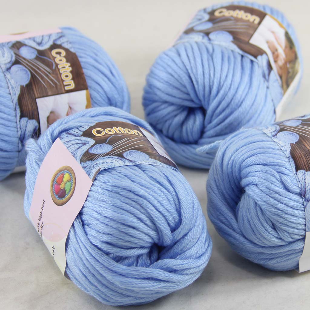 

Sale LOT 4 BallsX50g Special Thick Worsted 100% Cotton Yarn hand Knitting Baby Blue 422-09-4, Multi-colored