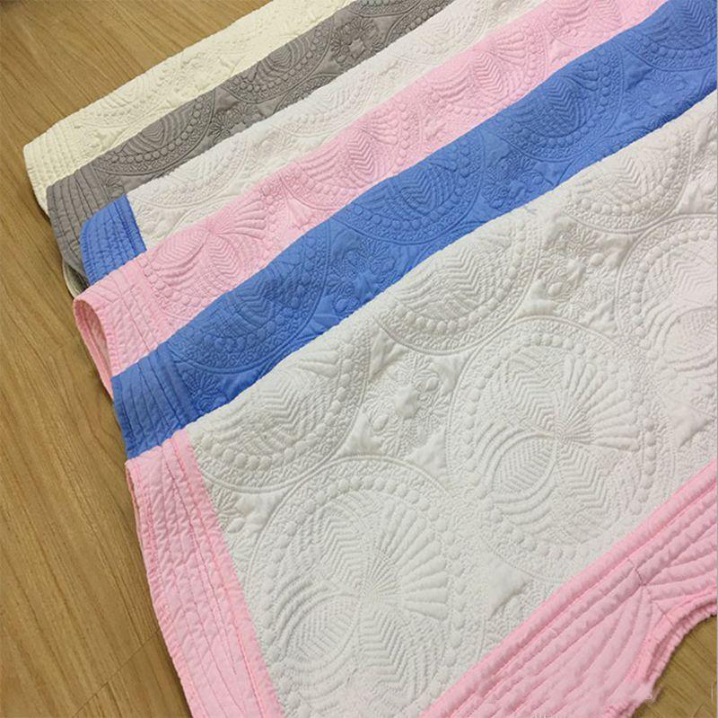 Wholesale Blanks Heirloom Infant Quilts Cotton Baby Blankets quilted Navy White Ruffle Minky Toddle BabyS Gift Newborn Swaddle Blanket 50PCS WLL1075
