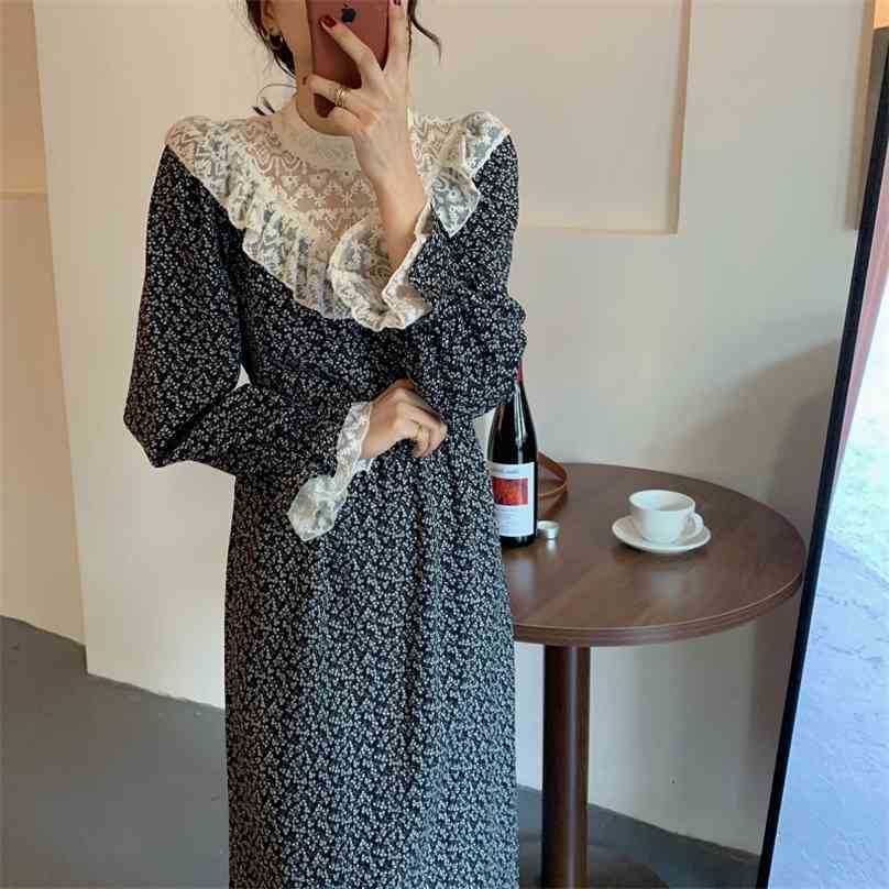 Spring Lace Patchwork Floral Printing Elegant Streetwear French Lady Women All Match Long Dresses Vestidos 210525, Photo color
Spring Lace Patchwork Floral Printing Elegant Streetwear French Lady Women All Match Long Dresses Vestidos 210525, Photo color