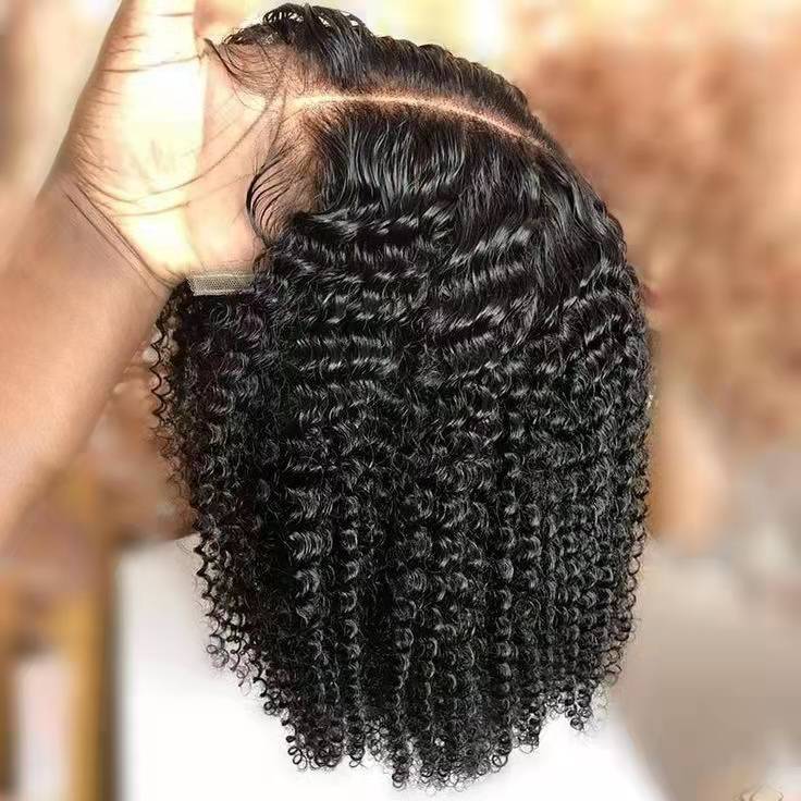 Jerry Curly 13x4 Lace Front Wig Short Bob Frontal Human Hair Wigs 4c afro black Brazilian Remy PrePlucked 360 frontal Closure hd transparent invisible
