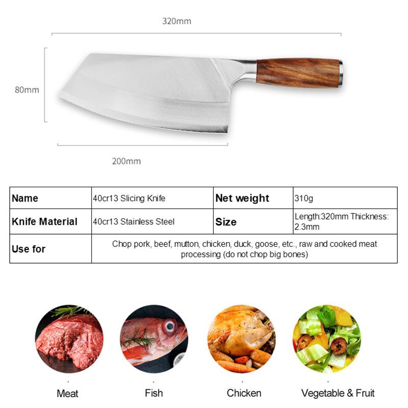 Five Fingers Gloves 8inch Kitchen Knife Stainless Steel Meat Chopping Cleaver Slicing Vegetables Chinese Chef