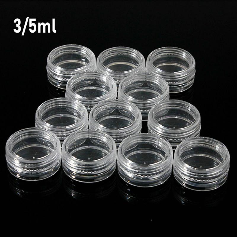 12Pcs 3ml/5ml Clear Cosmetic Sample Mini Pot/Jar Box Jewelry Bead Storage Small Round Container Jars Make Up Organizer Boxes Bottles &