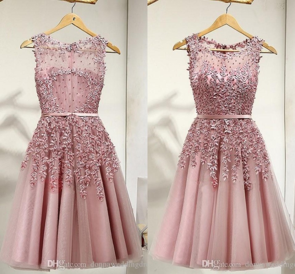 robe de soriee New Prom Dress High Quality Scoop Lace Appliques Knee Length 2022 Evening Dresses Party Gowns Vestido Festa Formal