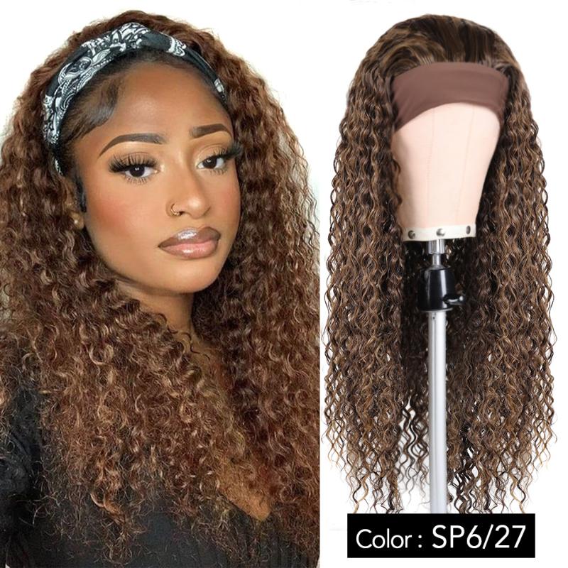 Synthetic Wigs MEEPO Water Wave Ice Headband For Black Women 28Inch70CM Long Grip Scarf Wig Full Machine Made