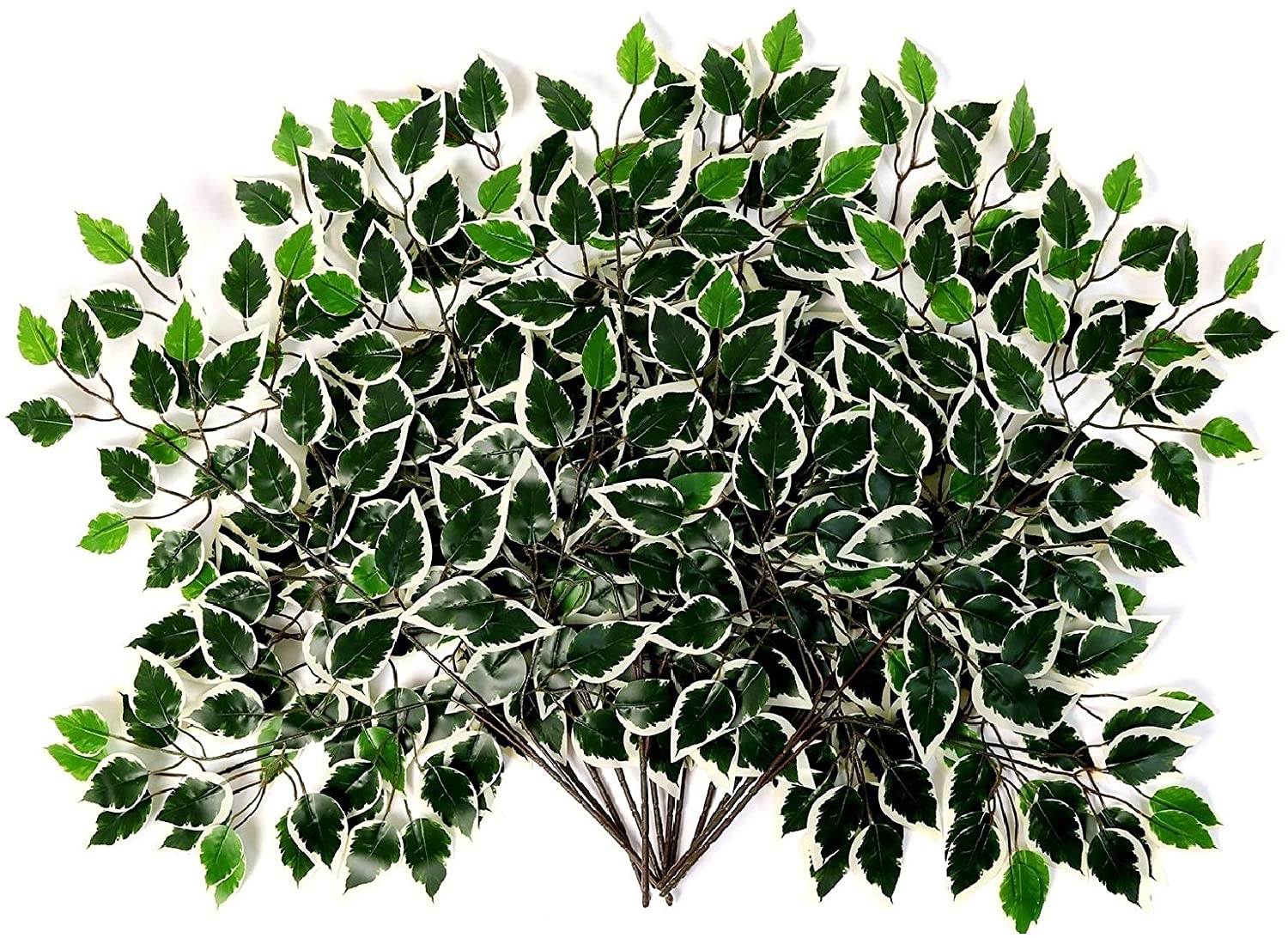 12Pcs Artificial Variegated Ficus Leaves Trees Branches Greenery Indoor Outdoor Plant for Office House Farmhouse Home garden decor5237027