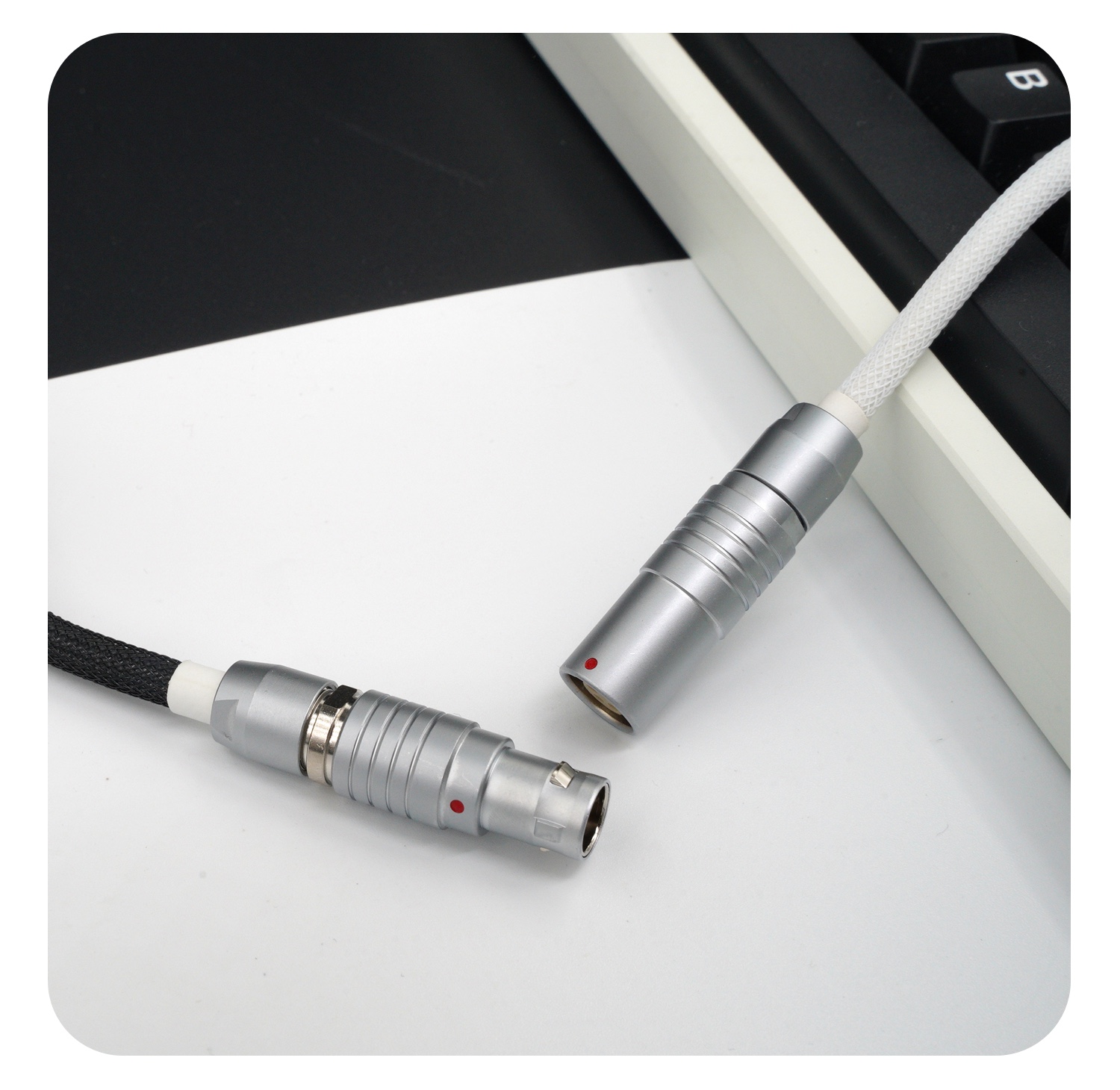 GeekCable Handmade Customized Mechanical Keyboard Data Cable For GMK Theme SP Keycap Line Black And White Colorway