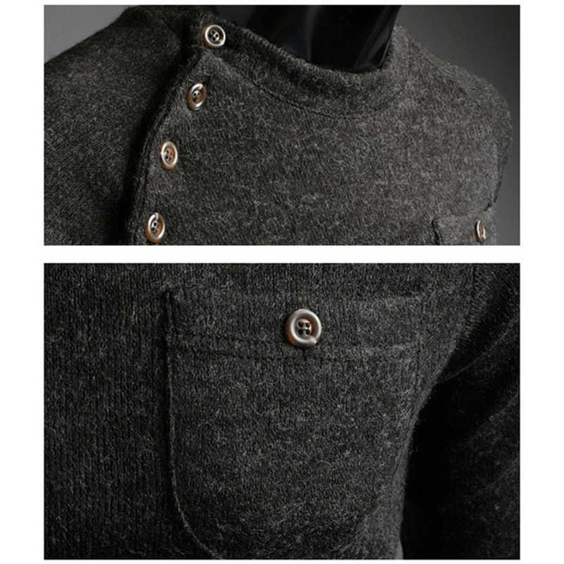 ZOGAA Mens Sweaters Casual O-Neck Pullover Knitwear with Pocket Clothes Autumn Solid Slim Pull Homme Cashmere Thin Sweater Tops 210929