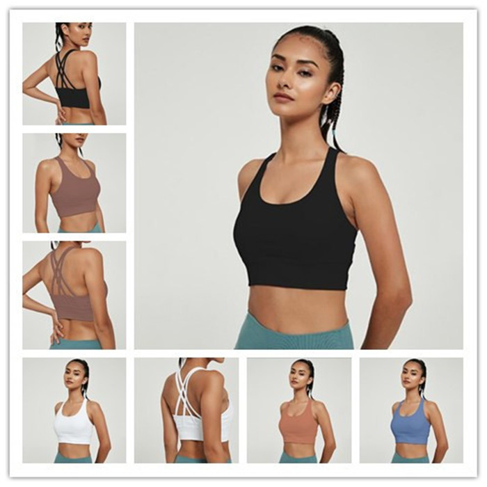 Womens sports exercise bra Yoga Outfits Vest straps bodybuilding all match casual gym push up bras Good quality crop tops indoor outdoor workout runni