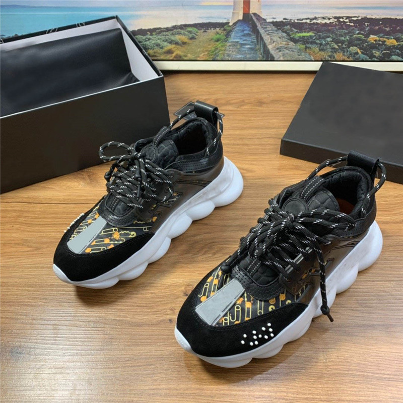 Designer Casual Shoes NEW Chain Reaction Shoes White Trainer Shoes Sneakers With Box, Black
Designer Casual Shoes NEW Chain Reaction Shoes White Trainer Shoes Sneakers With Box, Black