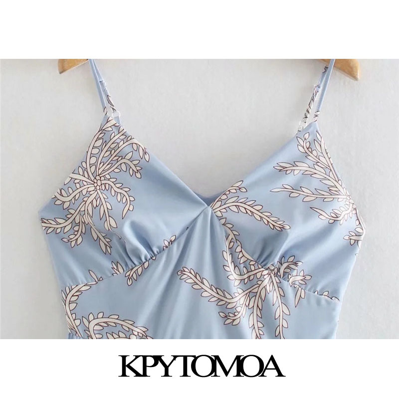 Women Chic Fashion Leaves Print Mini Dress Backless Side Zipper Thin Straps Female Dresses Vestidos 210420