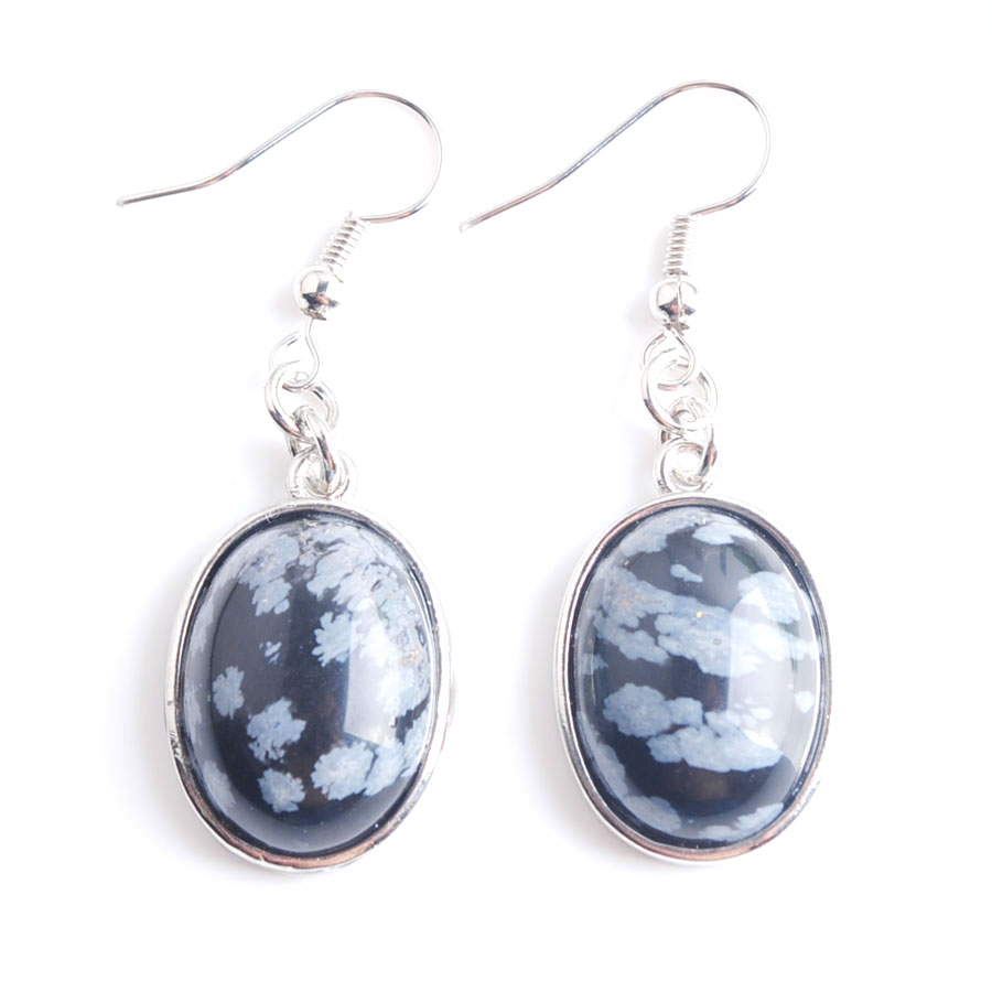 WOJIAER Natural Golden Sand Gem Stone Egg-shaped Dangle Drop Earrings Beads Healing Earring Women Jewellery BW916