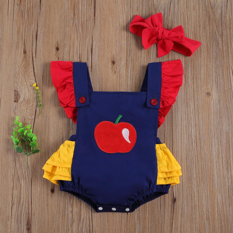 Clothing Sets 0-24M Infant Baby Girl Summer Outfits Cute Ruffle Sleeve Backless Apple Pattern Romper + Headband 2Pcs Clothes Set, White
Clothing Sets 0-24M Infant Baby Girl Summer Outfits Cute Ruffle Sleeve Backless Apple Pattern Romper + Headband 2Pcs Clothes Set, White