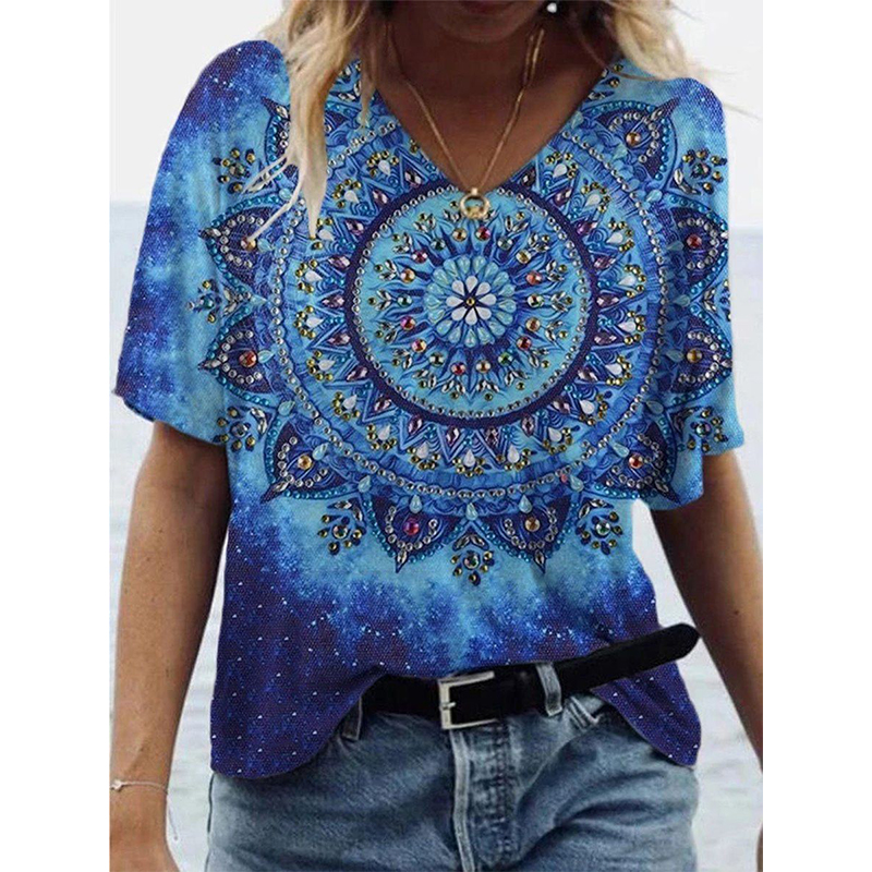 Women' 3D Lotus Seat Printed Polyester T-Shirt Oversized Loose Short Sleeve V-Neck T-Shirt Casual Streetwear Summer Basic T-Shirt 5XL, Blue
Women' 3D Lotus Seat Printed Polyester T-Shirt Oversized Loose Short Sleeve V-Neck T-Shirt Casual Streetwear Summer Basic T-Shirt 5XL, Blue