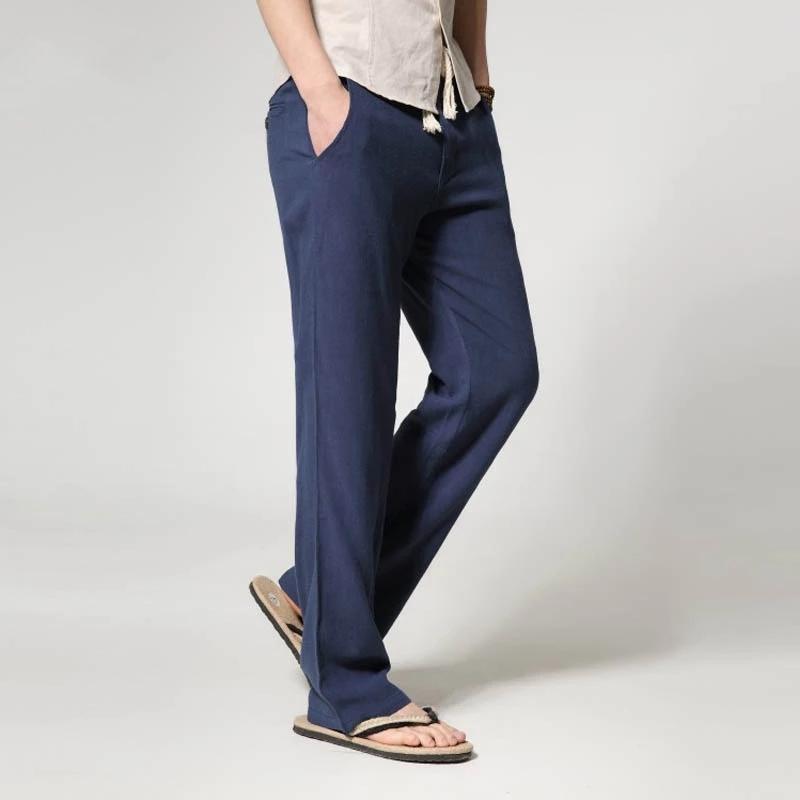 Men's Pants Lightweight Cotton Linen Straight Loose Trousers 2021 Spring Summer Classic Style Business Casual Men Brand Thin