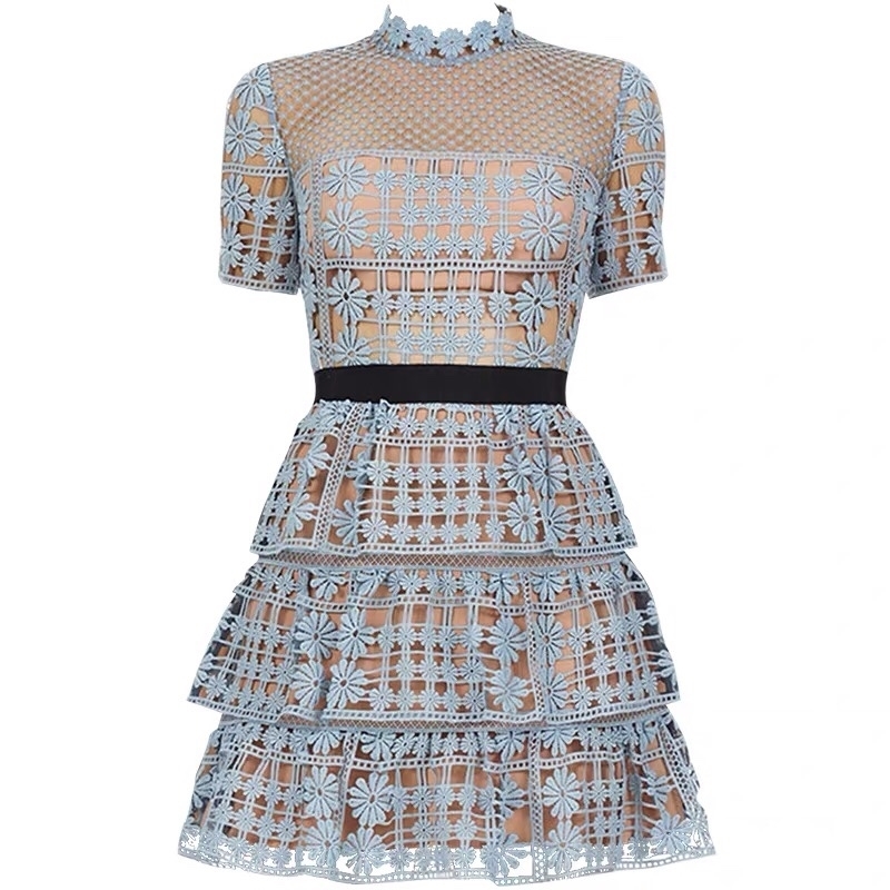 Summer Self Portrait Arrival Floral Crochet Hollow Lace Dress Blue Short Sleeve Mini Cascading Cake es 210525
Summer Self Portrait Arrival Floral Crochet Hollow Lace Dress Blue Short Sleeve Mini Cascading Cake es 210525