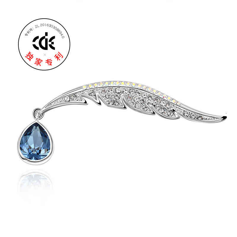 Creative Fashion Feather Brooch High-grade Women's Adopts Austrian Crystal Element Pin Female