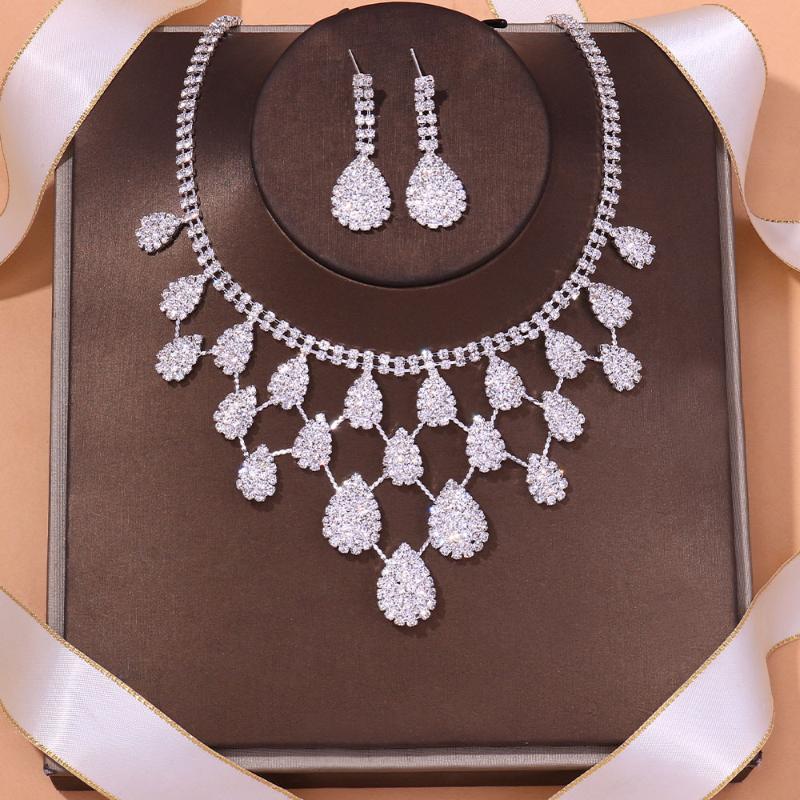 earrings & necklace superior bridal rhinestone set wedding dress accessories fashion drop party banquet, Silver
earrings & necklace superior bridal rhinestone set wedding dress accessories fashion drop party banquet, Silver