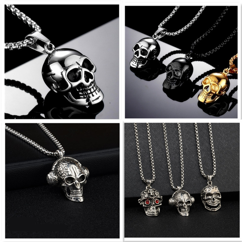 Punk Stainless Steel Skull Chain Pendant Necklace Vintage Gold Silvery Black Color Hip Hop Statement Necklaces For Men Women Skeleton Jewelry
Punk Stainless Steel Skull Chain Pendant Necklace Vintage Gold Silvery Black Color Hip Hop Statement Necklaces For Men Women Skeleton Jewelry