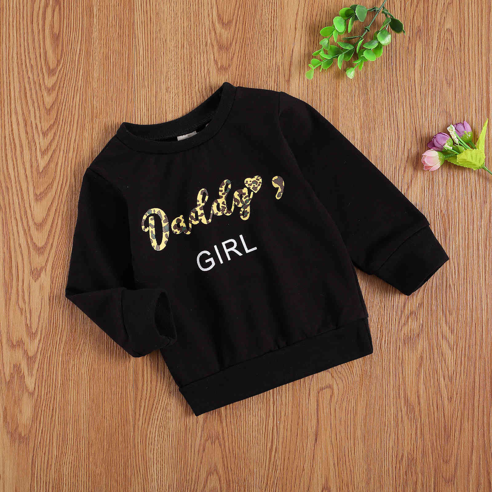 0-3Y Autumn Spring Toddler born Infant Baby Girls Hoodies Letter Camo Long Sleeve Sweatshirts Girl Clothing 210515