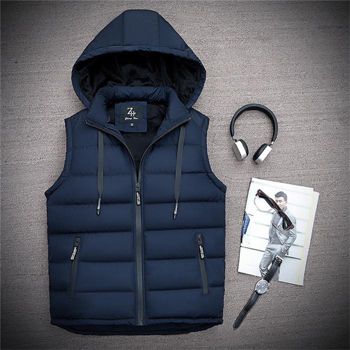 Fashion Autumn Winter Vest Men High Quality Hooded Thick Warm Sleeveless Jacket Waistcoat Men's Vests
