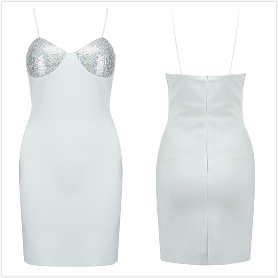 Free Women's Sexy Spaghetti Bandage Dress Sleeveless Sequined Bodycon Summer Club Evening Party Vestidos 210524