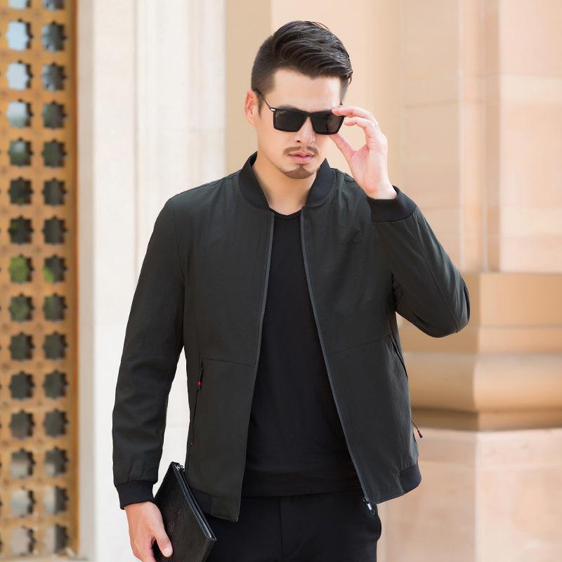 Men's Jackets Mens Spring Business Gentleman Casual Coats Solid Color Sportswear Stand Collar Bomber Jacket Slim Baseball Uniforms
