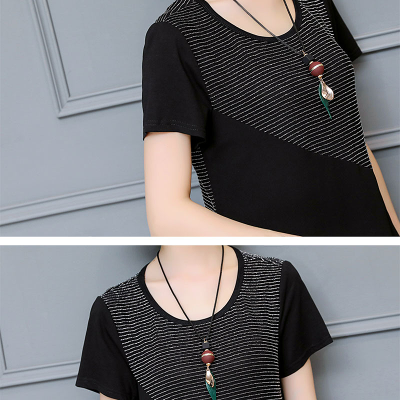 Womens tops and blouses plus size chiffon blouse shirts ladies short spliced women clothes black 3530 50 210427
