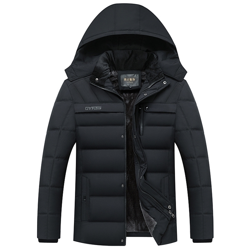 Fashion Fleece Hooded Winter Coat Men Thick Warm Mens Jacket Windproof Gift For Father Husband Parka 211214Z