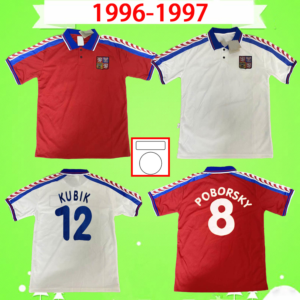 Retro Soccer Jersey Czech Republic 1996 1997 Vintage uniform 96 97 home red classic Football Shirt #18 NOVOTNY #4 NEDVED #8 POBORSKY #19 FRY, Black;yellow
Retro Soccer Jersey Czech Republic 1996 1997 Vintage uniform 96 97 home red classic Football Shirt #18 NOVOTNY #4 NEDVED #8 POBORSKY #19 FRY, Black;yellow