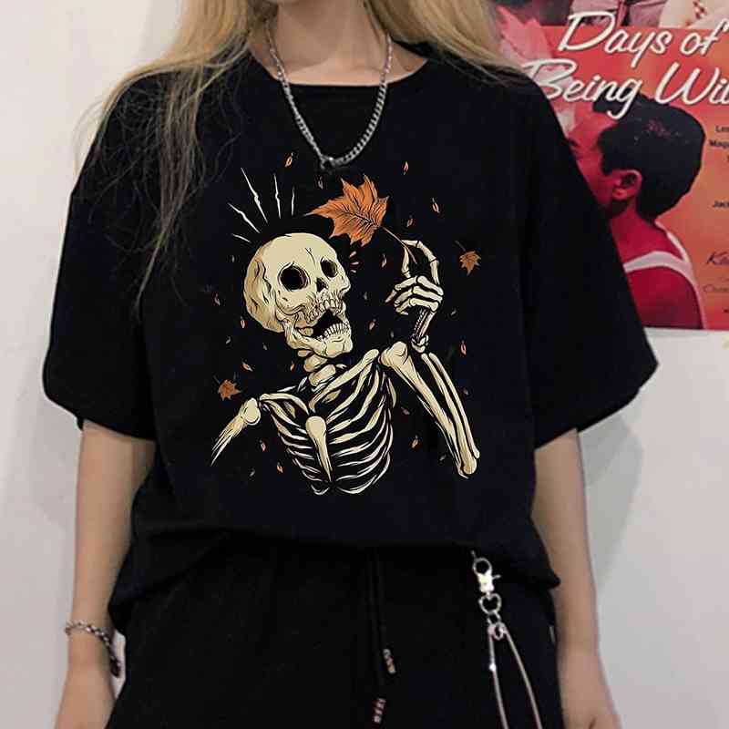 kuakuayu HJN Women Dead Inside T-Shirt Hipster Grunge Style Black Tee Gothic Clothing 210406