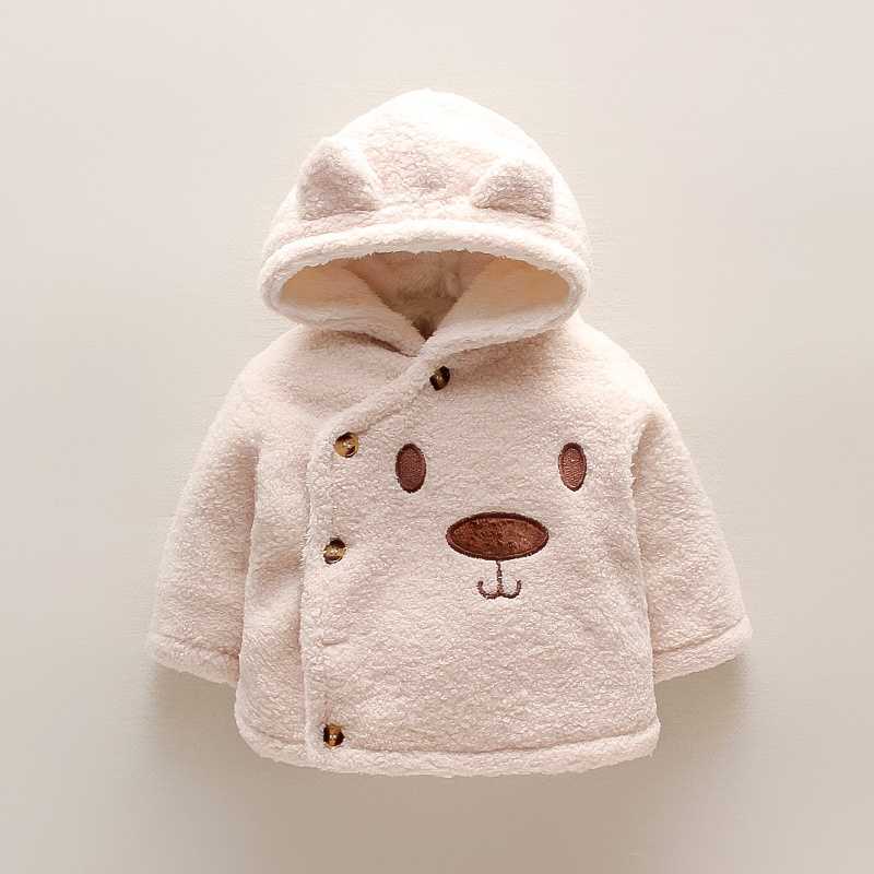 Winter Baby / Toddler Unisex Cartoon Bear Fluff Long-sleeve Hooded Coat for Kids Boy Clothes 210528