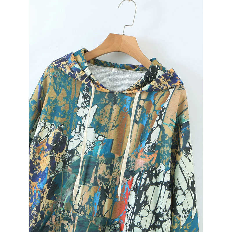 Sweatshirt Women Fashion Camouflage Hooded Loose Hoodies Sweatshirts Vintage Long Sleeve Female Pullovers Chic Top 210628