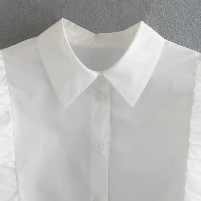 Spring Women Cascading Ruffle White Blouse Female Long Sleeve Shirt Casual Lady Loose Tops Blusas S8350 210430